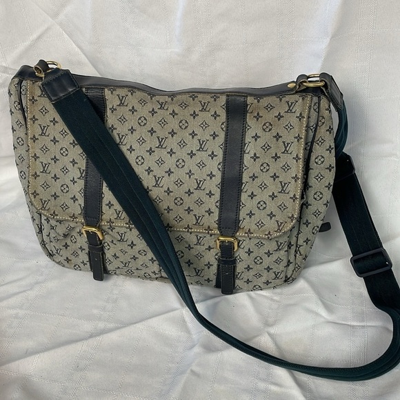 Louis Vuitton Monogram Mini Lin Sac a Langer Diaper Messenger Bag Denim Gray - Picture 3 of 17